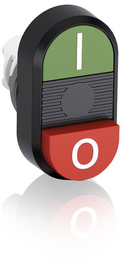 ABB Double Momentary Push Button, Green/Red (I/O), Raised Lower Button, 1SFA611142R1106