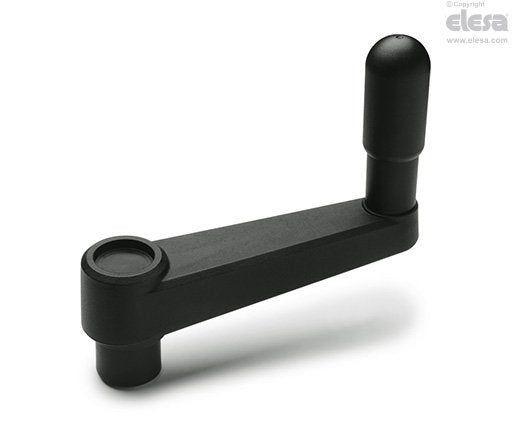 MT-AT crank handle with revolving handle (I.621) - 197mm long, 16mm blind hole, 80mm high revolving handle #MT.160-AT