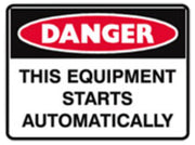 Danger Metal Sign - This Equipment Starts Automatically - H300 x W450mm