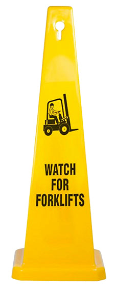 Watch for forklifts four-sided yellow cone - 89cm