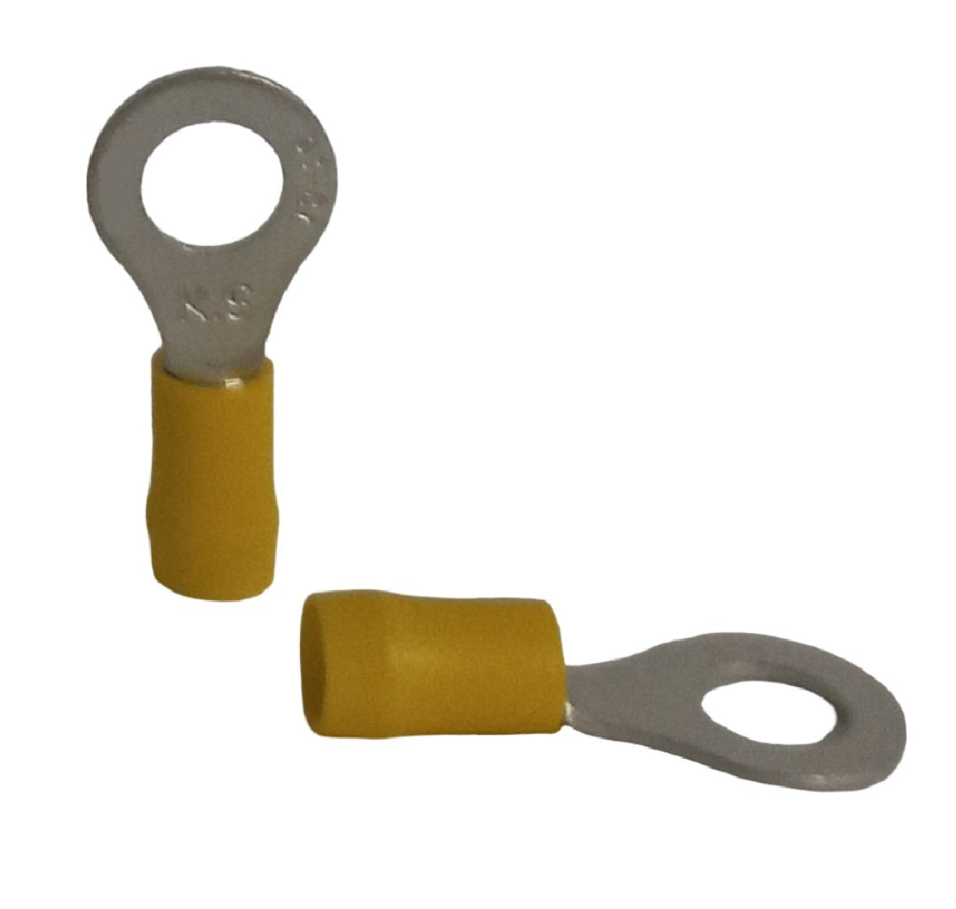 Yellow ring terminal 5mm twin grip - 50 pack