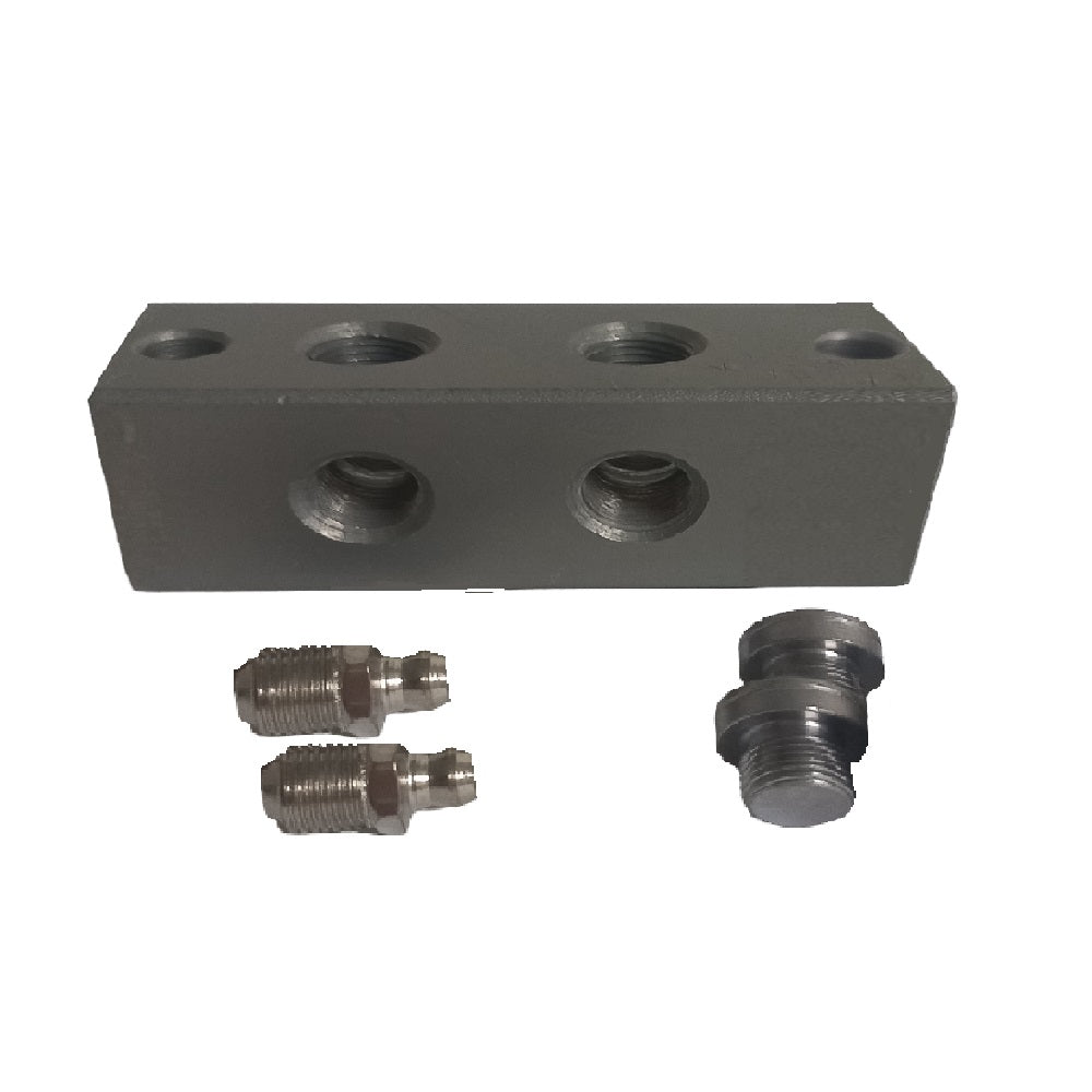 2 Outlet Anchor Block With 1x Grease Nipple & Blanking Plug Per Outlet,  1/8" BSP Thread, 60mm Long, 50mm Mounting Centres. #99-RGB2
