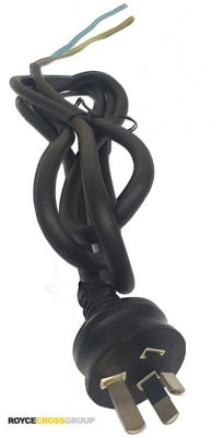 Lead 3 pin plug 10A 2.2m stripped ends 150mm strip with bare ends