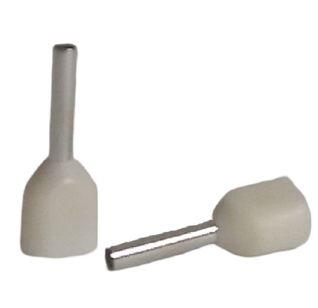 Dual cord end 0.5mm x 8mm white - 100 pack