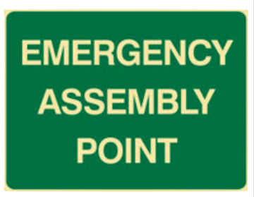Emergency assembly point sign W450xH300mm poly