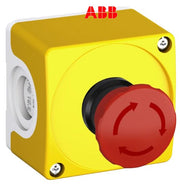 ABB Emergency Stop  Enclosure With 40mm Twist To Release Button, Yellow/Light Grey, With 2x N/C Contacts, 1SFA619821R1001