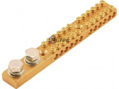 Earth/Neutral Bar - 165A, 12-way 16mm²,  2 x M8 Studs