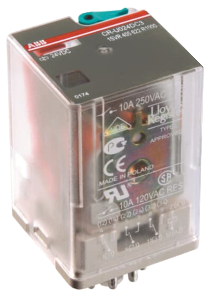 CR-U plug in relay 24Vac, 3c/o 10 amps