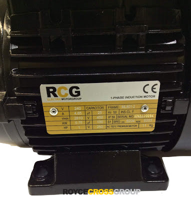 RCG Alloy ML80 0.75kW 2P TEFC B3 Foot Mount 1 Phase 240V IP55 CSCR Electric Motor 19mm Shaft - ML801-2 (B3)