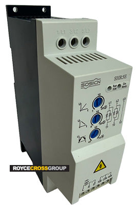 Sosiat SHR5E 7.5kW 16-amp 415V 50/60Hz din rail digital soft starter IP20 110-240VAC control