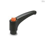 ERX-B Adjustable Handle - 63mm Long, Black Handle, Orange Indexing Button, M6 x 16mm Internal Thread (Female) #ERX.63 B-M6-C2