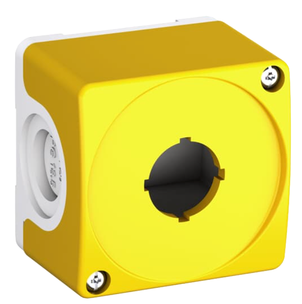 ABB Emergency Stop  Enclosure, 1 Hole, No Button, Yellow/Light Grey, 1SFA619821R1000