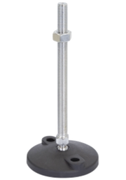 Levelling bolt down mild steel feet - 80mm diameter with M12x150mm thread
