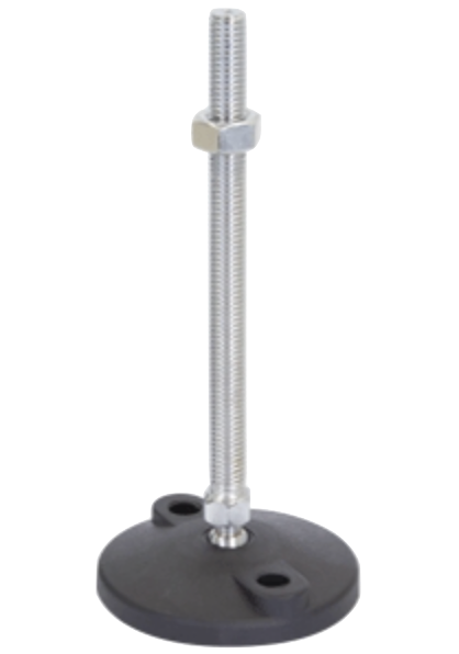 Levelling bolt down mild steel feet - 80mm diameter with M12x150mm thread