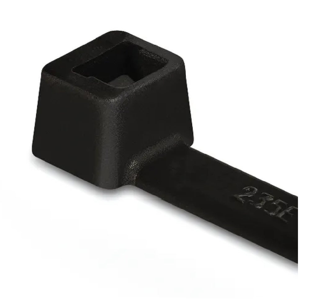 140mm x 7.5mm black UV stabilised releasable cable ties - 100 pack