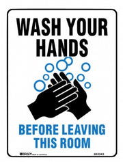 Wash hands before leaving this room 225x300mm metal sign