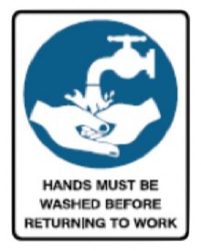 Hands must be washed before returning to work - polypropylene