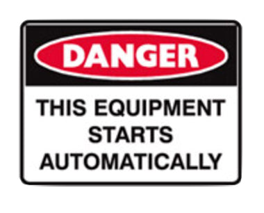 Danger - This equipment starts automatically sign
