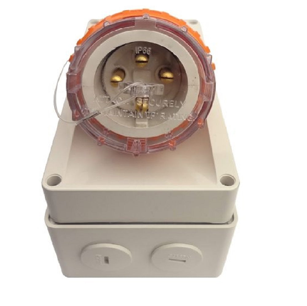 Pulset 3 Phase Appliance Inlet (Male) Socket 4 Round Pin 20A IP66