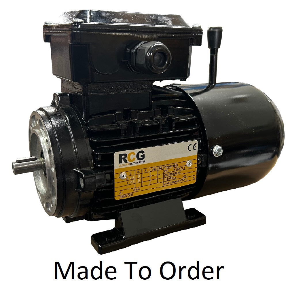 RCG Alloy MSEJ71 0.37kW 4P Brake Motor B34 Foot & B14A Flange 415/3/50 TEFC F IP55 DC Brake Electric Motor 14mm Shaft ***S2 Duty Only***