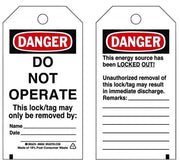 Photo ID tag Do Not Operate lockout tag - 25 pack