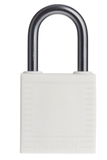 White compact locked out padlock