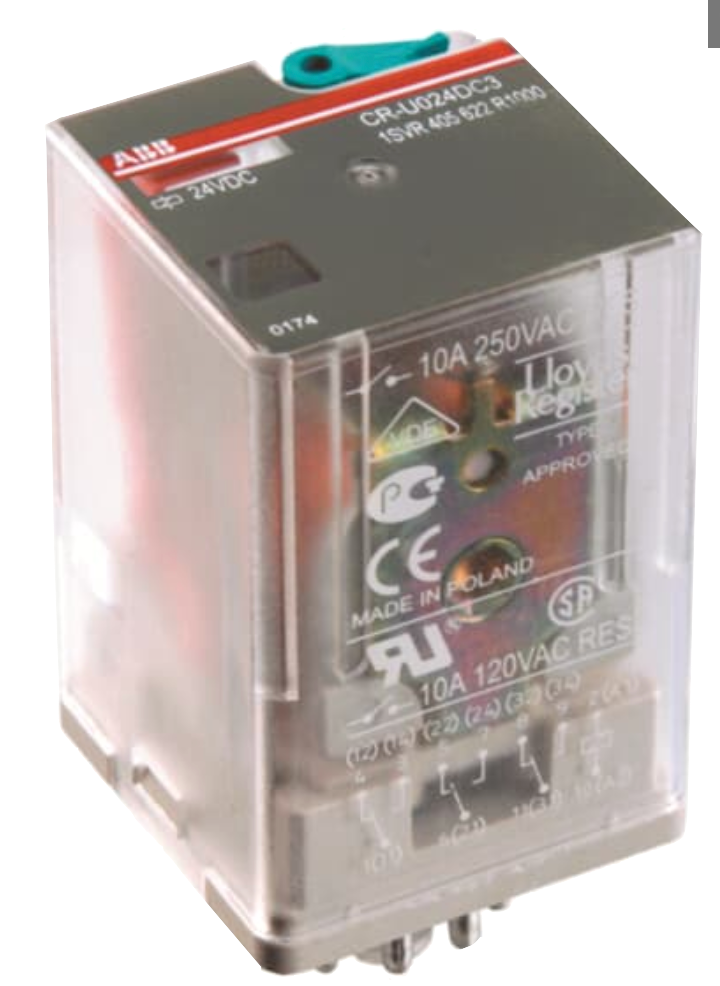CR-U plug in relay 24V DC, 2c/o 10 amps