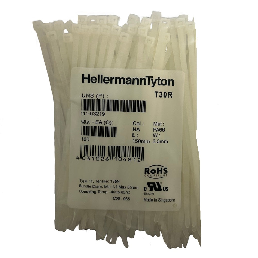 Cable Tie Natural 150mm x 3.5mm - White - 100 Pack