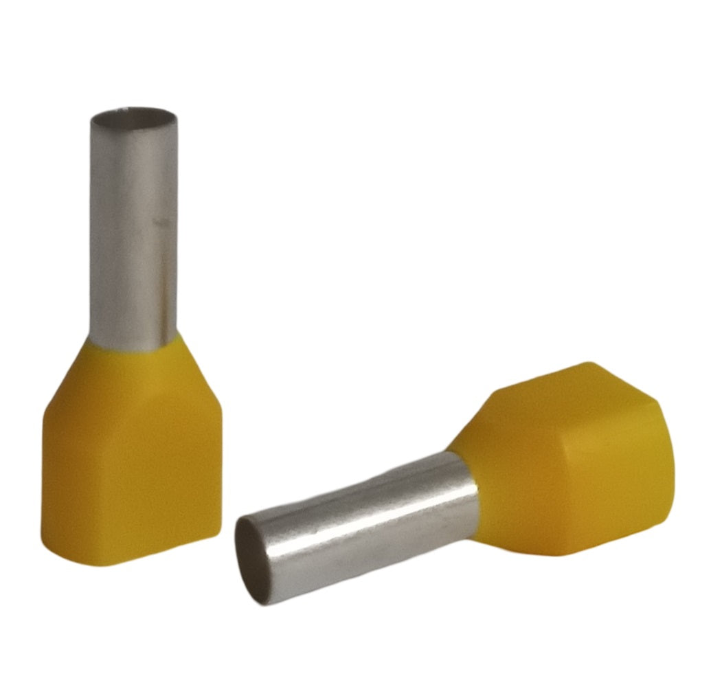Dual cord end 6.0mm x 14mm yellow - 50 pack