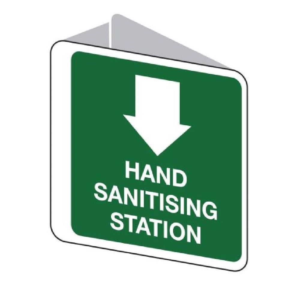 Hand sanitising station 225x225mm poly double-sided sign