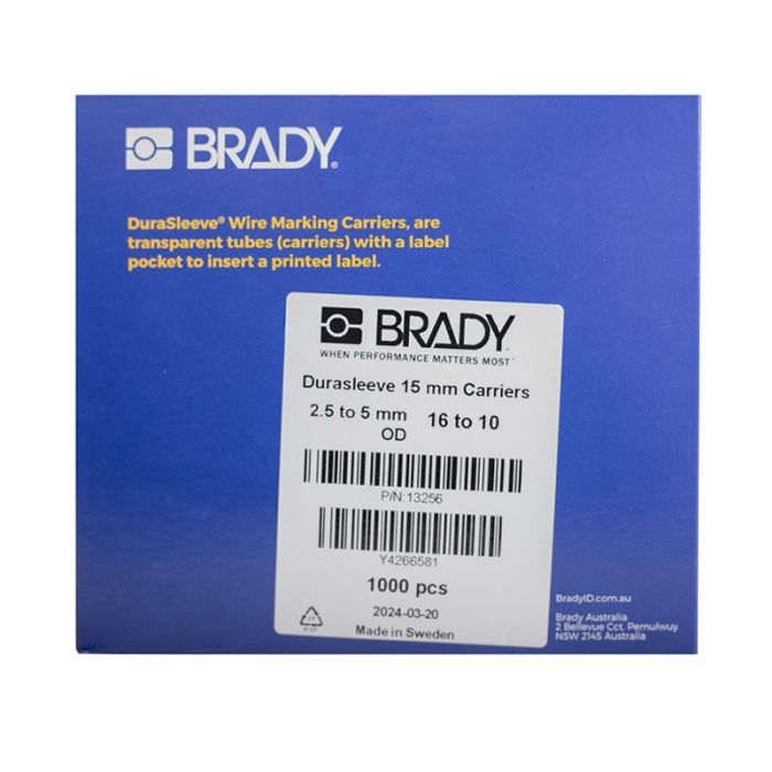 DMC-2.5/5-15 Durasleeve polypropylene label holder L15mm OD2.5-5mm BMP61 BMP71 B-390 1000 pack