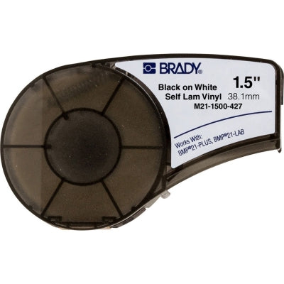 M21-1500-427 Self laminating vinyl W38.1mm (12.7mm) x L4.3m max OD 8mm BMP21+ B-427 continuous clear/white