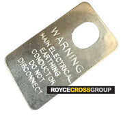 Earth tag metal warning do not remove