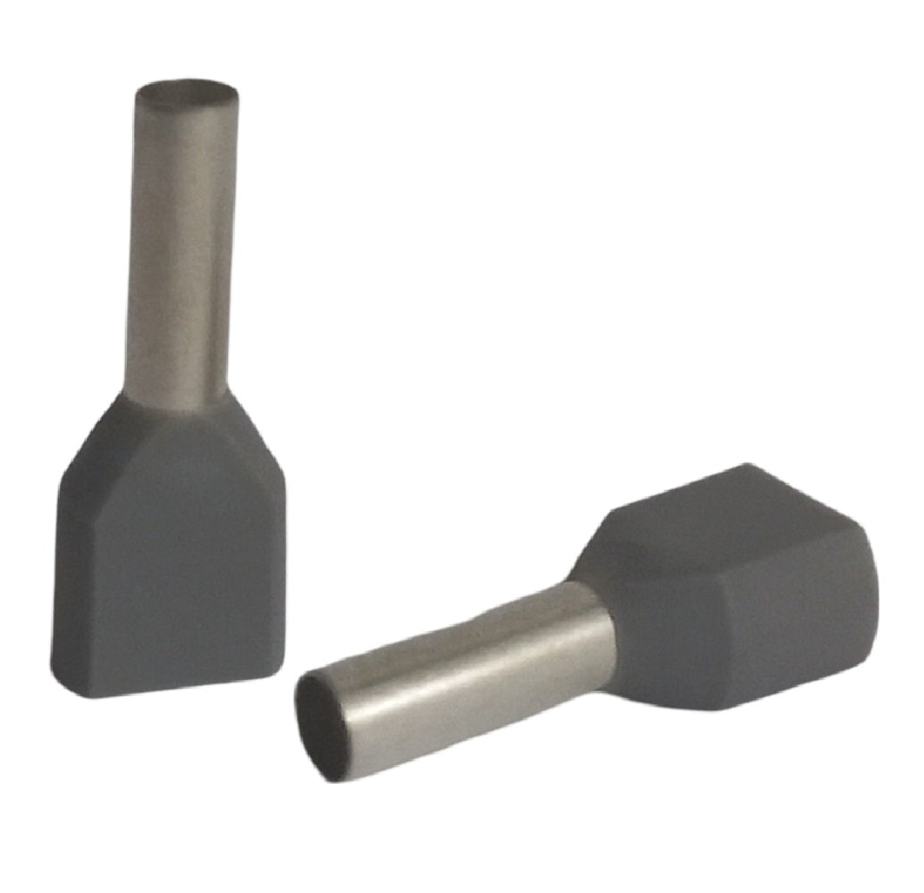 Dual cord end 4.0mm x 12mm light grey - 100 pack
