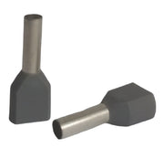 Dual cord end 4.0mm x 12mm light grey - 100 pack