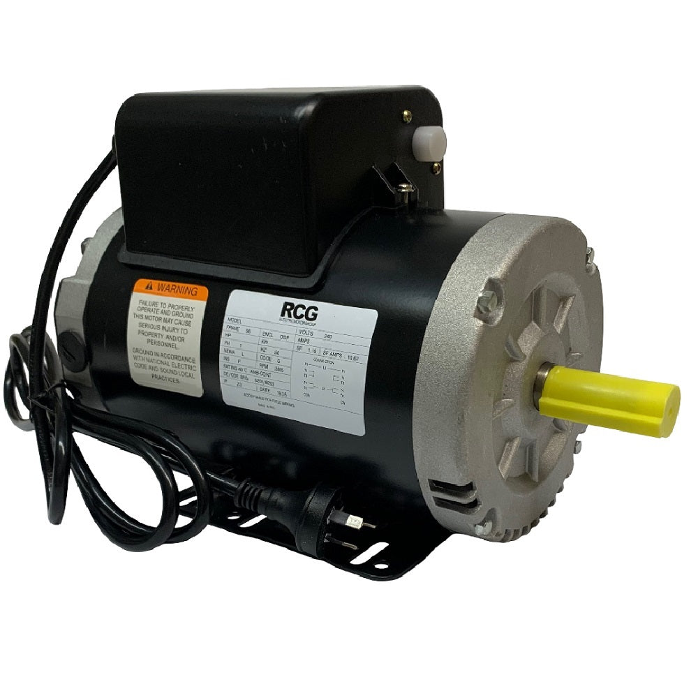 RCG 3HP 2.2kW 2P ODP B3 foot mount 240V compressor duty electric motor 3/4 shaft ACW with 1m lead (D56H3S2B)(start cap 200-240uf run cap 40uf)