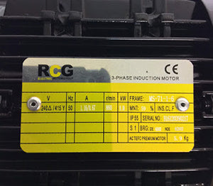 RCG Alloy MS71 0.18kW 6P TEFC F B3 Foot Mount 415/3/50 IP55 Electric Motor 14mm Shaft