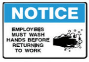 Employees must wash hands 450x600mm metal