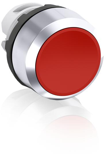 ABB Momentary Flush Push Button, Red With Metal Chrome Bezel, 1SFA611100R3001