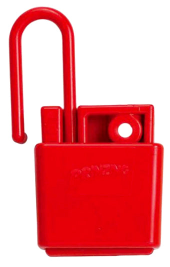 Red non-conductive prinzing lockout hasp