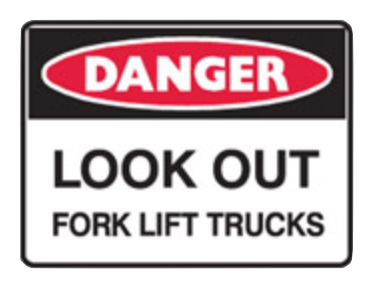 Danger look out forklift trucks self-adhesive safety sign 250x180mm