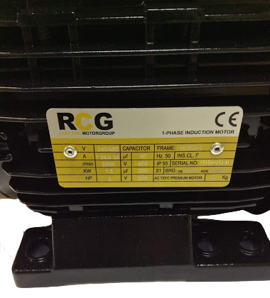 RCG Alloy ML90S 1.5kW 2P TEFC B3 Foot Mount 1 Phase 240V IP55 CSCR Electric Motor 24mm Shaft - ML90S-2 (B3)
