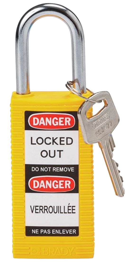 Yellow long body safety padlock