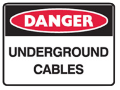 Danger underground cables self-adhesive sign 180x250mm
