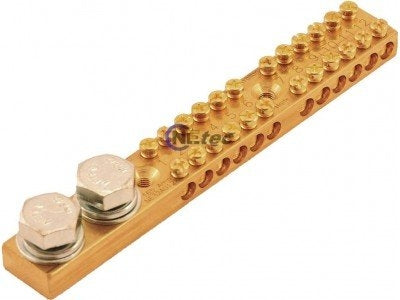 Earth/neutral bar - 165A, 12-way 16mm²,  2 x M10 studs