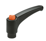 ERX-B Adjustable Handle - 63mm Long, Black Handle, Orange Indexing Button, M8 x 13mm Internal Thread (Female) #ERX.63 B-M8-C2