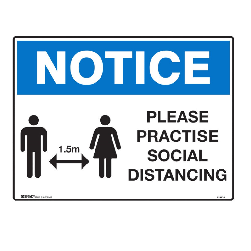 NOTICE Please practice social distancing 300x450mm flute