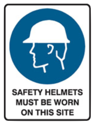 Safety helmets must be worn on this site poly sign 300x225mm