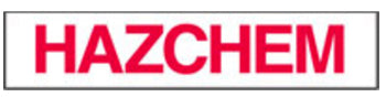 HAZCHEM emergency information metal sign - 600mmx125mm