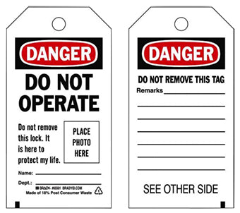 Photo ID tag Do Not Operate - 10 pack